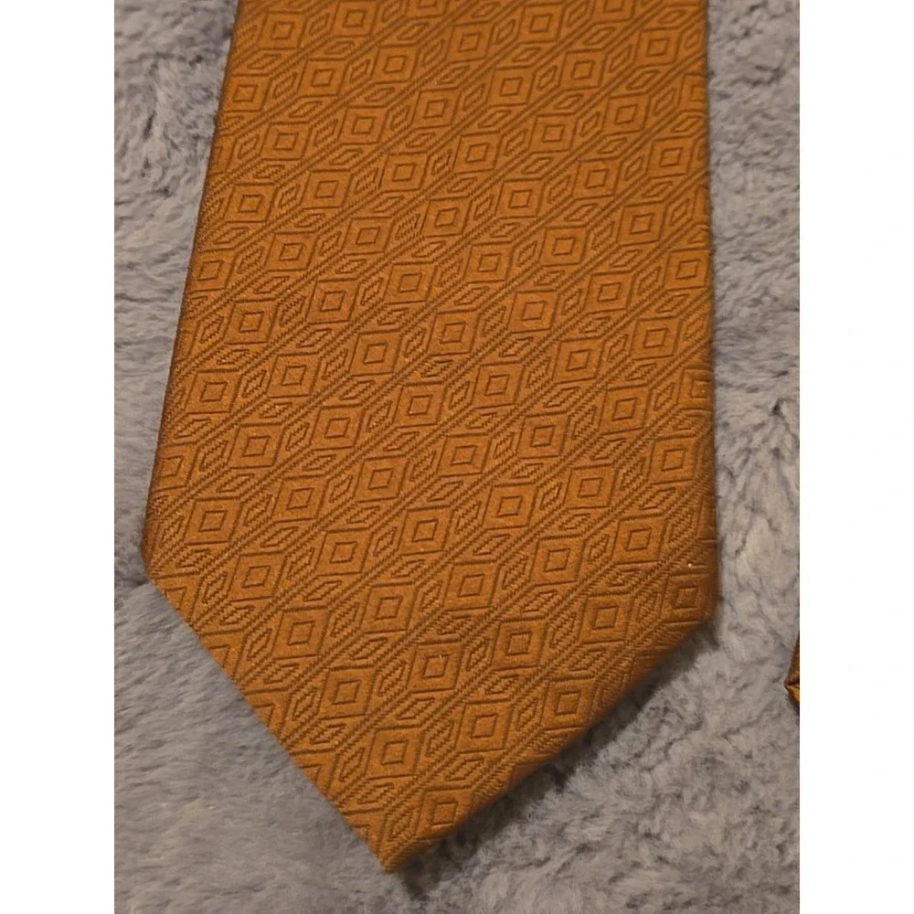 Vintage Towncraft Deluxe Tie Mens Brown Textured Geometric 70s Retro 4